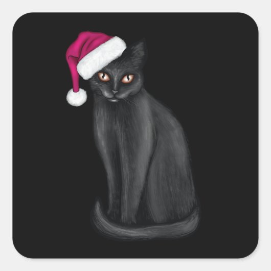 Santa Kat Square Sticker (Voorkant)