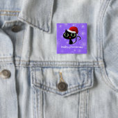 Santa kat vierkante button 5,1 cm (In situ)