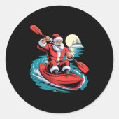 Santa Kayaking Lover Funny Holiday Christmas Xmas  Ronde Sticker (Voorkant)