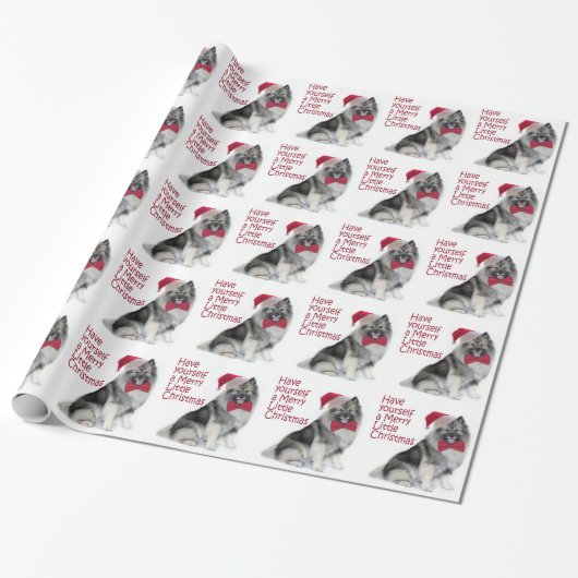 Santa Keeshond Wrapping Paper Cadeaupapier (Uitgerold)
