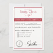 Santa kennisgeving van leveringstermijn bewerkbaar feestdagenkaart (Voorkant)
