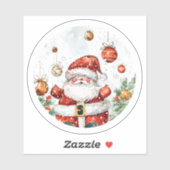 Santa Kerst sticker met Ornamenten (Vel)