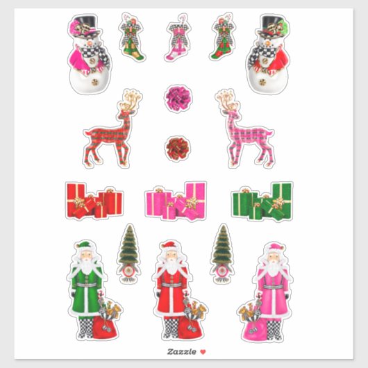 Santa Kerst stickers Claus Xmas Decals Rood Plezie (Vel)
