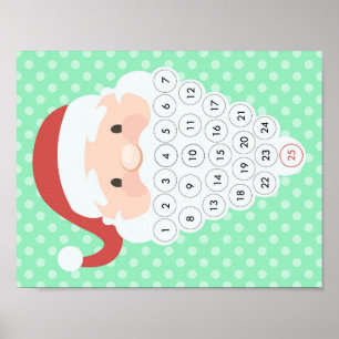 Santa Kerstcounty Advent Calendar Beard Poster