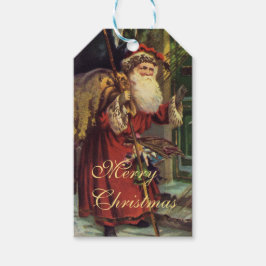 Santa  kerstfeestdag cadeaulabel