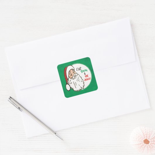 Santa Kerstfeestdag Retro Vierkante Sticker (Envelop)