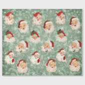 Santa Kerstkerstontvlechting  Damask Cadeaupapier (Vlak)