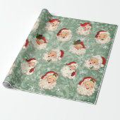 Santa Kerstkerstontvlechting  Damask Cadeaupapier (Uitgerold)