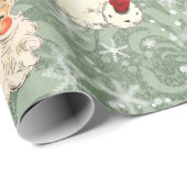 Santa Kerstkerstontvlechting  Damask Cadeaupapier (Rol Hoek)