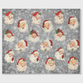 Santa Kerstkerstontvlechting  Damask Cadeaupapier (Vlak)