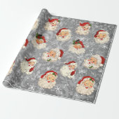 Santa Kerstkerstontvlechting  Damask Cadeaupapier (Uitgerold)