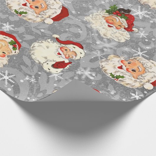 Santa Kerstkerstontvlechting  Damask Cadeaupapier (Hoek)