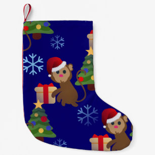 santa kerstman monkey emoji xmas stocking kleine kerstsok