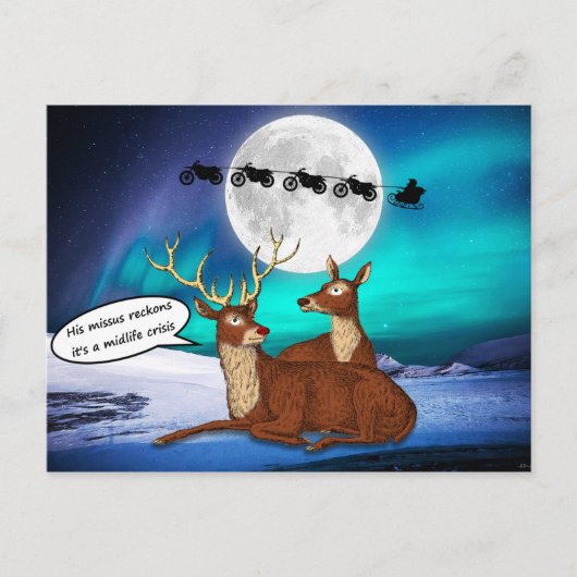 Santa Kerstmannen Reindeers Bikes Quirky Funny Briefkaart (Voorkant)