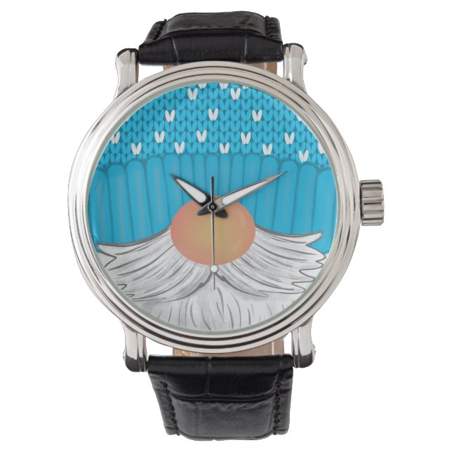 Santa Kerstmis Gnome Winter Pet Beard Sweater Horloge (Voorkant)