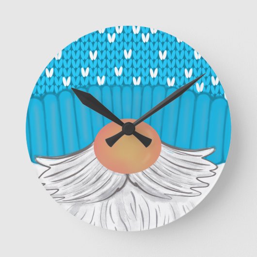 Santa Kerstmis Gnome Winter Pet Beard Sweater Ronde Klok (Voorkant)