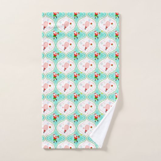Santa Kerstmis met Pickleball Ogee Pattern-ronde Bad Handdoek (Handdoek)