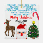 Santa Kerstmis Mini 15 Word Puzzle Candy Canes Keramisch Ornament (Achterkant)