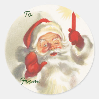 Santa Kerstmis Naam Tags Ronde Sticker
