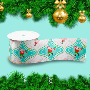 Santa Kerstmis Pickleball Ogee Patroon Satijnen Lint