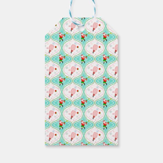 Santa Kerstmis Pickleball Ogee Pattern Cadeaulabel (Achterkant)