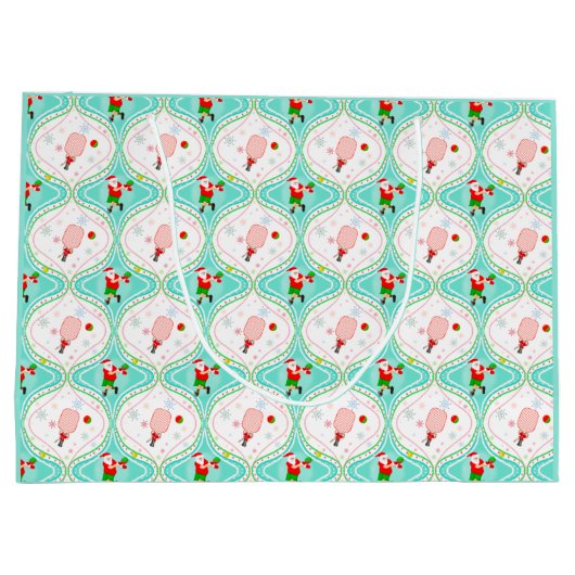 Santa Kerstmis Pickleball Ogee Pattern Groot Cadeauzakje (Achterkant)