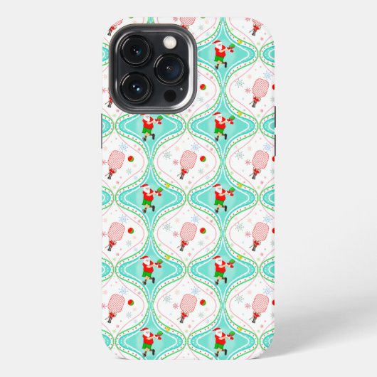 Santa Kerstmis Pickleball Ogee Pattern iPhone Hoesje (Achterkant)