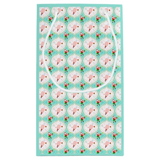 Santa Kerstmis Pickleball Ogee Pattern Klein Cadeauzakje (Achterkant)