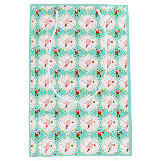 Santa Kerstmis Pickleball Ogee Pattern Medium Cadeauzakje (Voorkant)