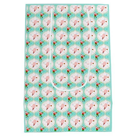 Santa Kerstmis Pickleball Ogee Pattern Medium Cadeauzakje (Achterkant)