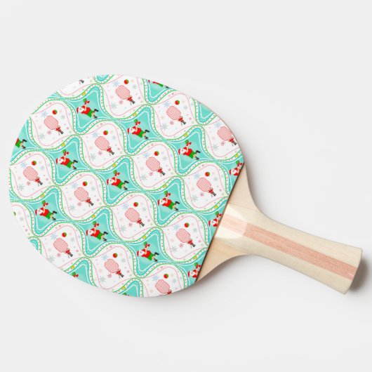 Santa Kerstmis Pickleball Ogee Pattern Tafeltennisbatje (Zijkant)