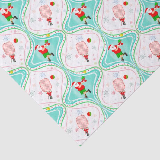Santa Kerstmis Pickleball Ogee Pattern Tissuepapier (Detail)