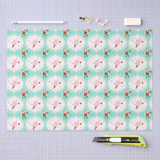 Santa Kerstmis Pickleball Ogee Pattern Tissuepapier (Craft)