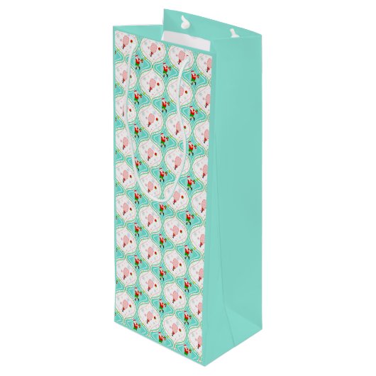 Santa Kerstmis Pickleball Ogee Pattern Wijn Cadeautas (Achterkant Gekanteld)