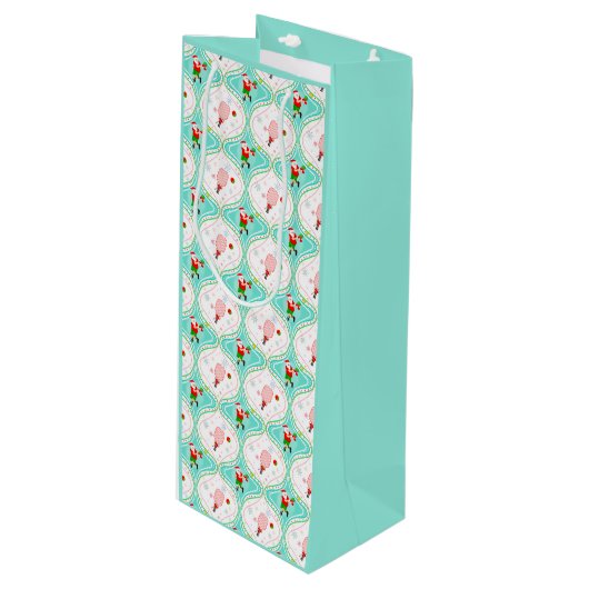 Santa Kerstmis Pickleball Ogee Pattern Wijn Cadeautas (Voorkant Gekanteld)