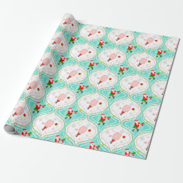 Santa Kerstmis, plukbal Ogee Pattern Wrapping P Cadeaupapier