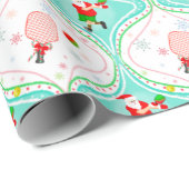 Santa Kerstmis, plukbal Ogee Pattern Wrapping P Cadeaupapier (Rol Hoek)