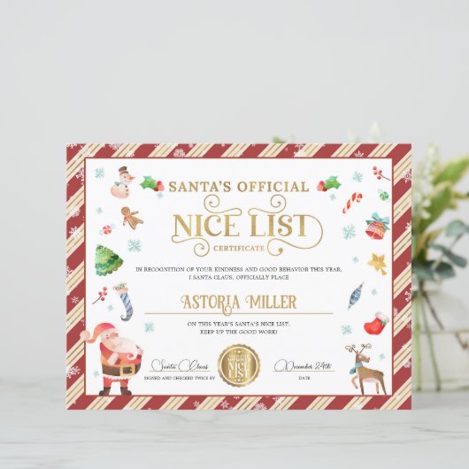 Santa Kerstofficiële Nice-lijst (Staand voorkant)