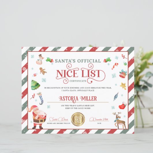 Santa Kerstofficiële Nice-lijst (Staand voorkant)