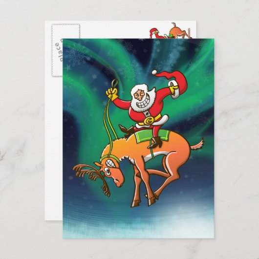 Santa Kerstrodeo Feestdagenkaart (Voorkant / Achterkant)