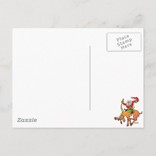 Santa Kerstrodeo Feestdagenkaart (Achterkant)
