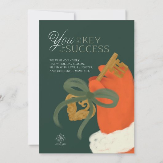 Santa Key Professioneel Einde van het Jaar Dank U  Feestdagenkaart (Voorkant)