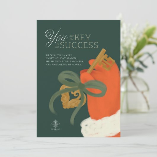 Santa Key Professioneel Einde van het Jaar Dank U  Feestdagenkaart (Staand voorkant)