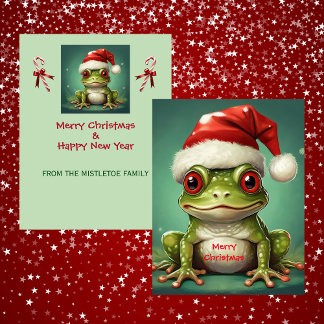 Santa Kikker | Whimsieke Groene Amfibie Kerstmis Feestdagenkaart