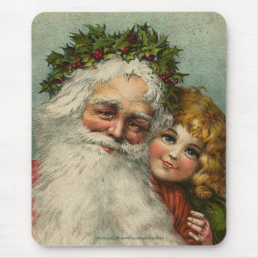  Santa & Kind Vader Kerstmis Mousepad Muismat (Voorkant)
