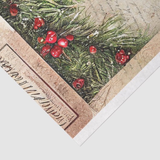  Santa, Kinderen, Pine & Holly Decoupage Tissuepapier (Detail)