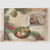 Santa, Kinderen, Pine & Holly Decoupage Tissuepapier (Voorkant)