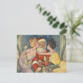 Santa Kissing Vintage Christmas Kaart (Staand voorkant)