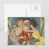 Santa Kissing Vintage Christmas Kaart (Voorkant / Achterkant)