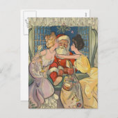 Santa Kissing Vintage Christmas Kaart (Voorkant / Achterkant)